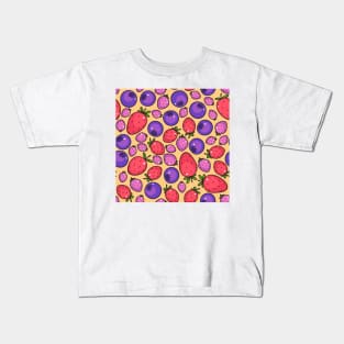 Extra fresh berries summer yellow pattern Kids T-Shirt